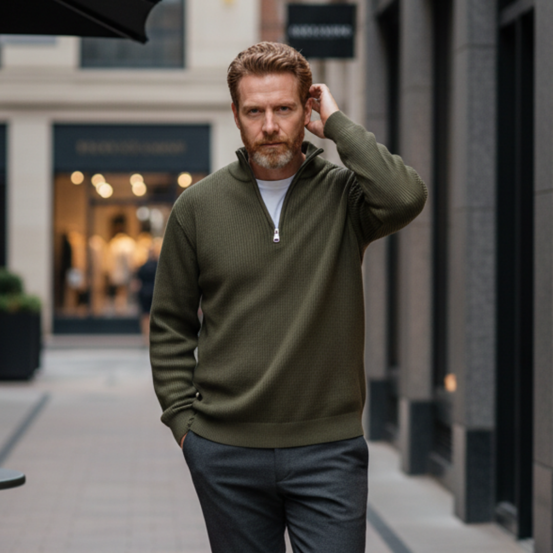 LEON | Eleganter Herrenpullover mit Halbreißverschluss