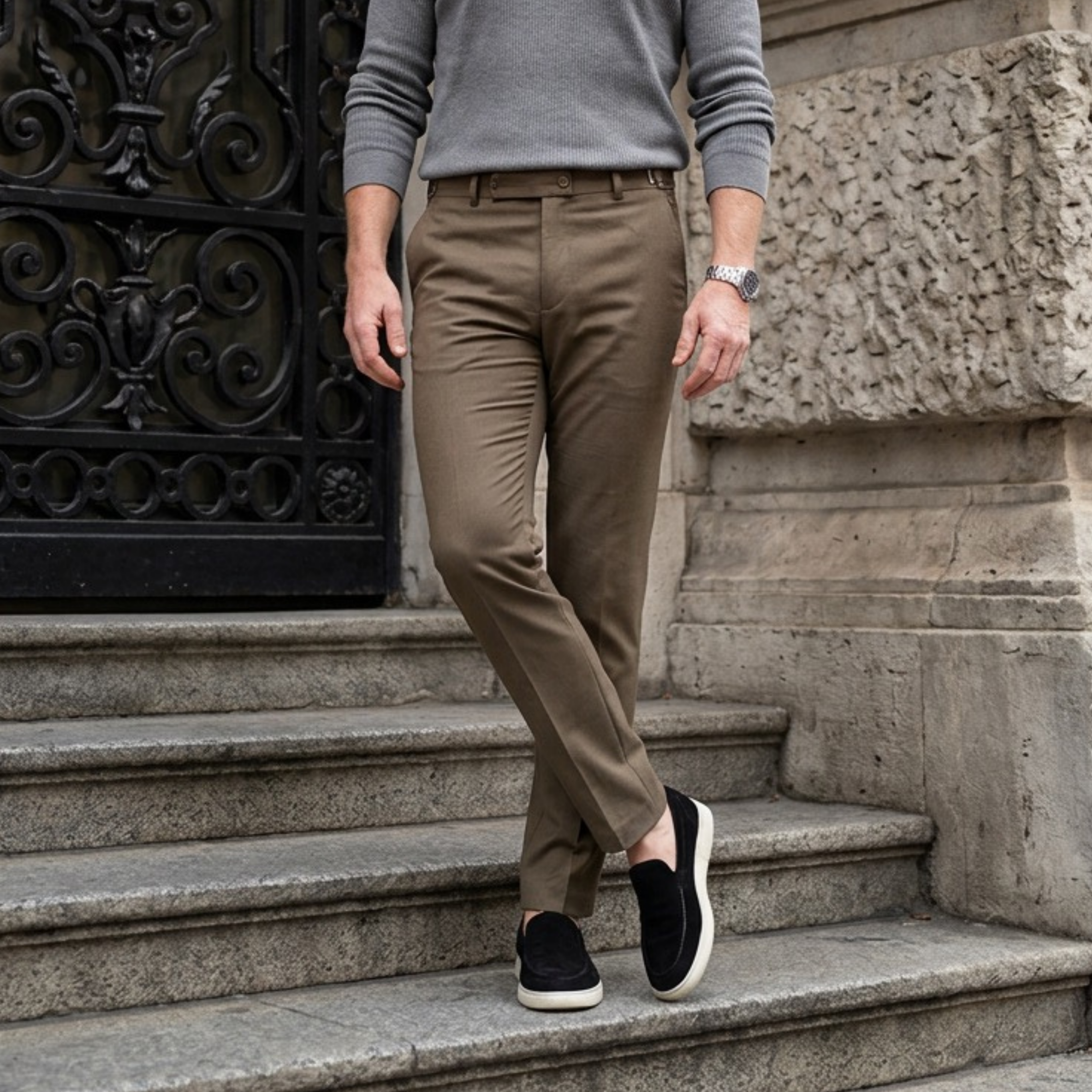 Alessio | Slim-Fit Stretchhose mit integrierter Bundverstellung