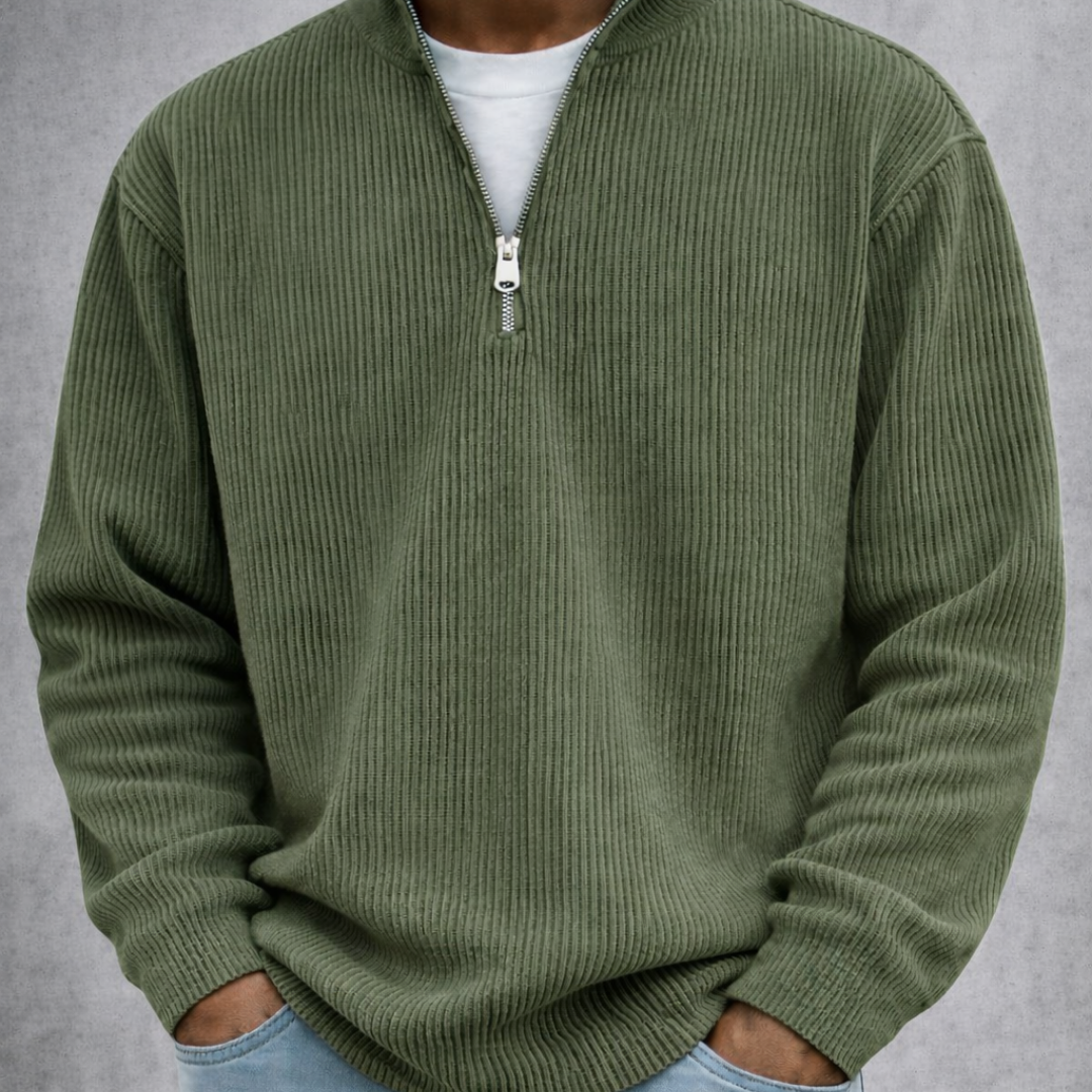 LEON | Eleganter Herrenpullover mit Halbreißverschluss
