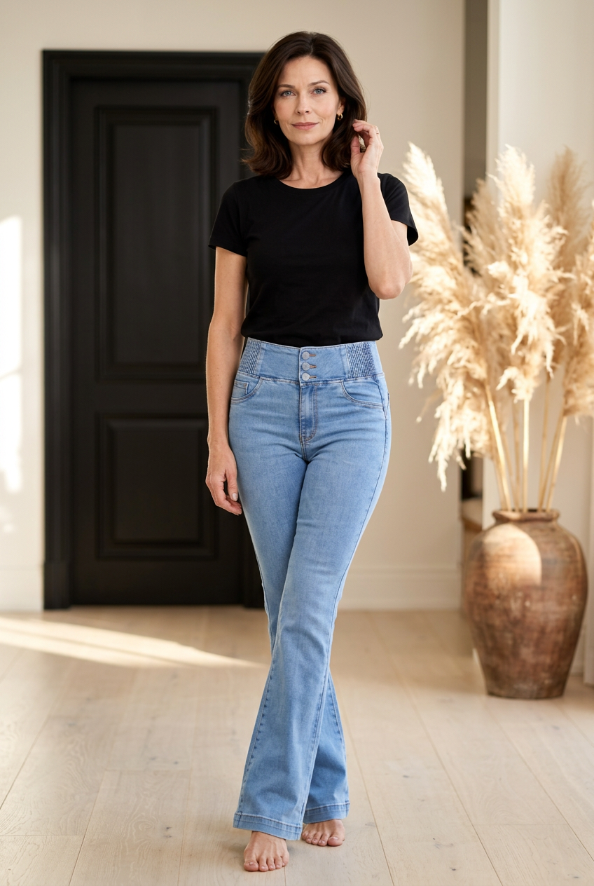 Sienna | Damen High-Waist Stretch Schlagjeans