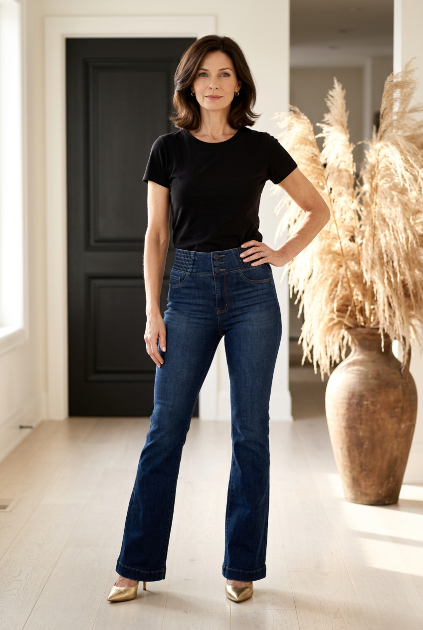 Sienna | Damen High-Waist Stretch Schlagjeans
