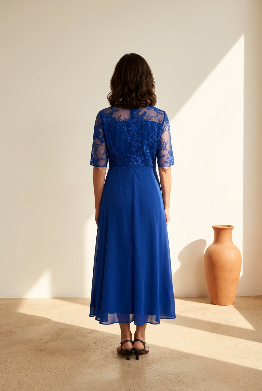 Celeste | elegantes Chiffonkleid mit Spitze