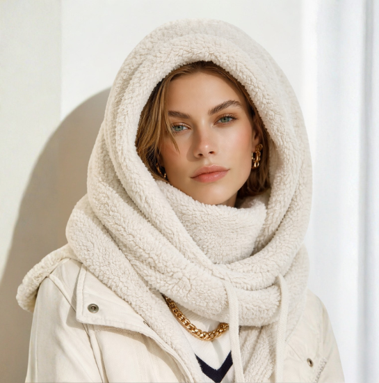 Sophie | Premium Teddy-Fleece Kapuzenschal