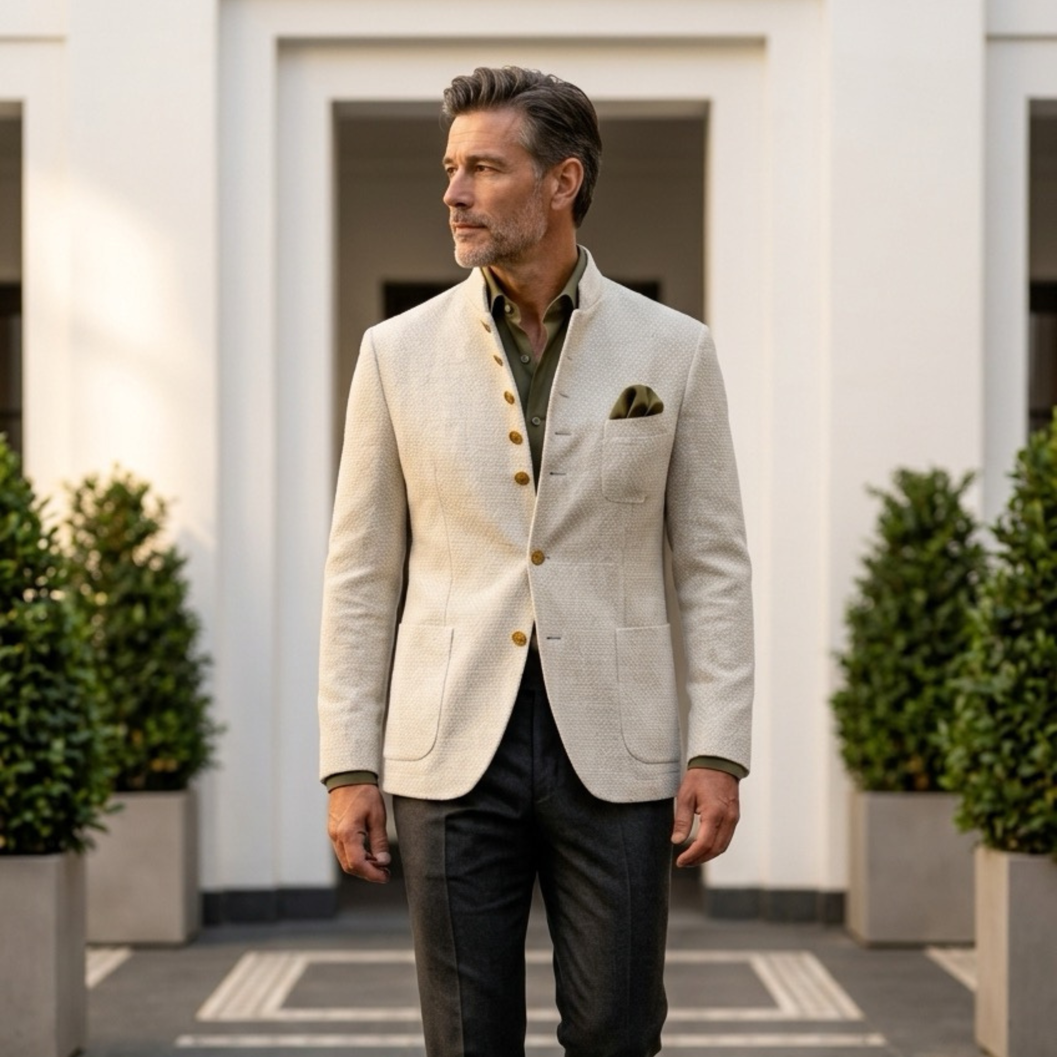 Alessandro | Strukturierter Strick-Blazer mit Stehkragen