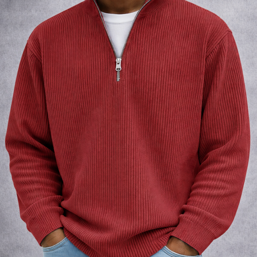 LEON | Eleganter Herrenpullover mit Halbreißverschluss
