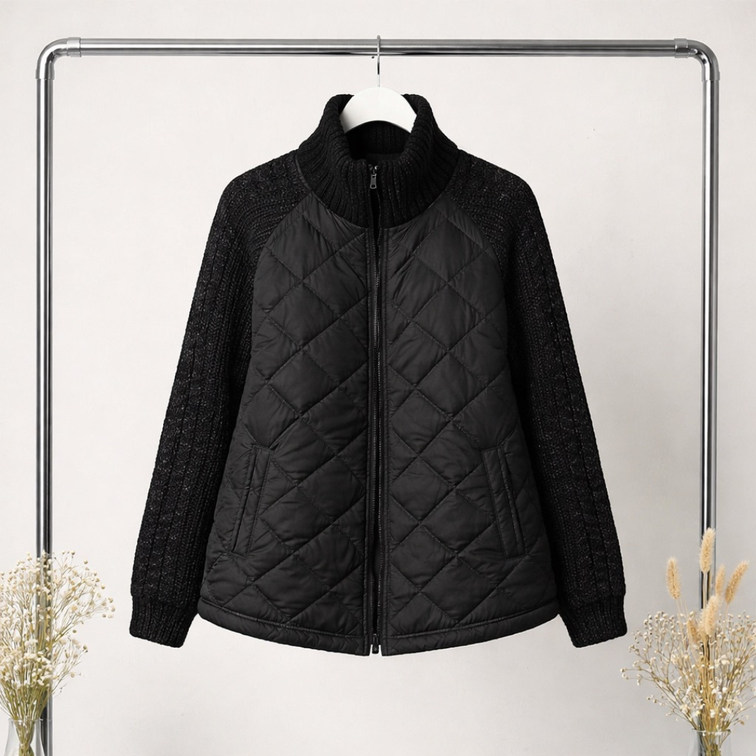 Alina | Gestrickte Patchwork-Pufferjacke mit Struktur