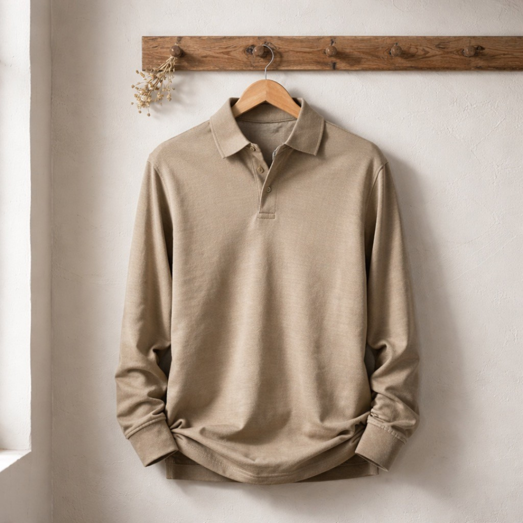 Leandro | Zeitloses Langarm-Polo mit Struktur