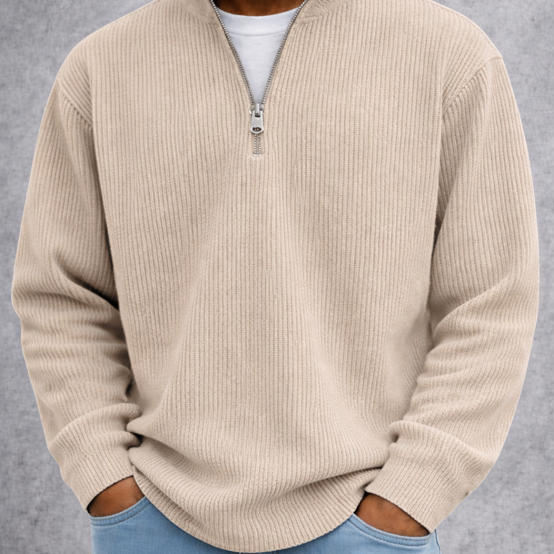 LEON | Eleganter Herrenpullover mit Halbreißverschluss