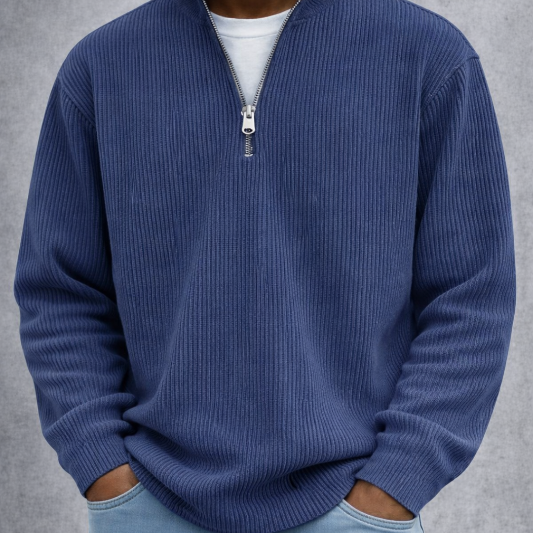 LEON | Eleganter Herrenpullover mit Halbreißverschluss