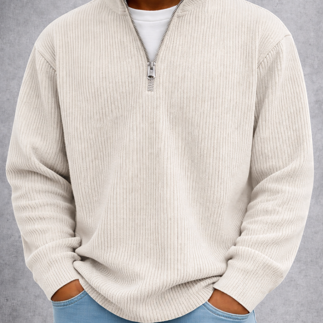 LEON | Eleganter Herrenpullover mit Halbreißverschluss