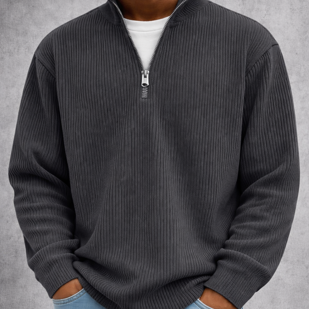 LEON | Eleganter Herrenpullover mit Halbreißverschluss