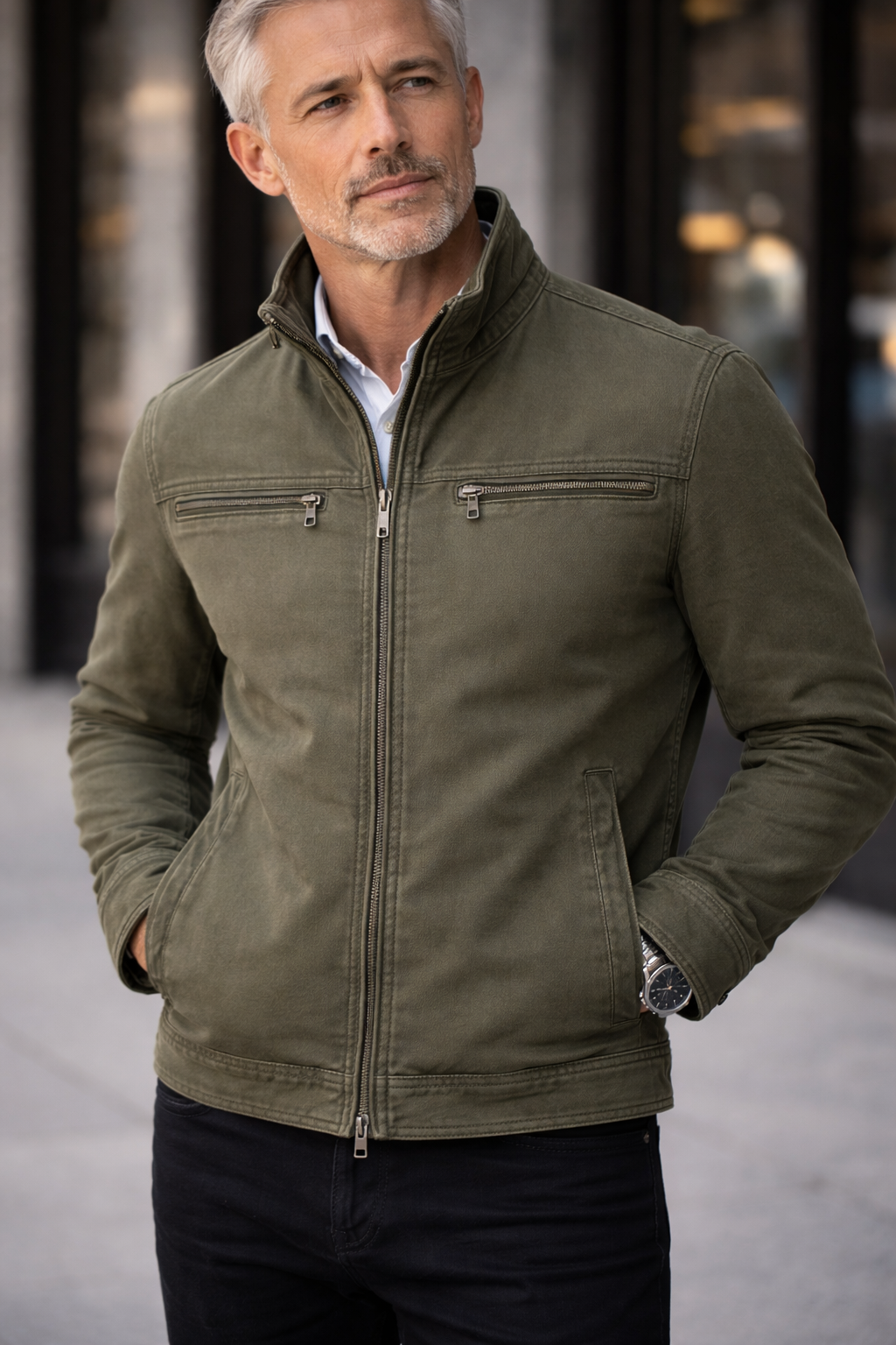 Liam | Utility-Jacke in Oliv