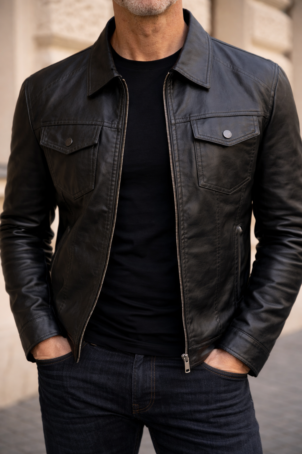 Savio Lederjacke | Reduzierte Präsenz