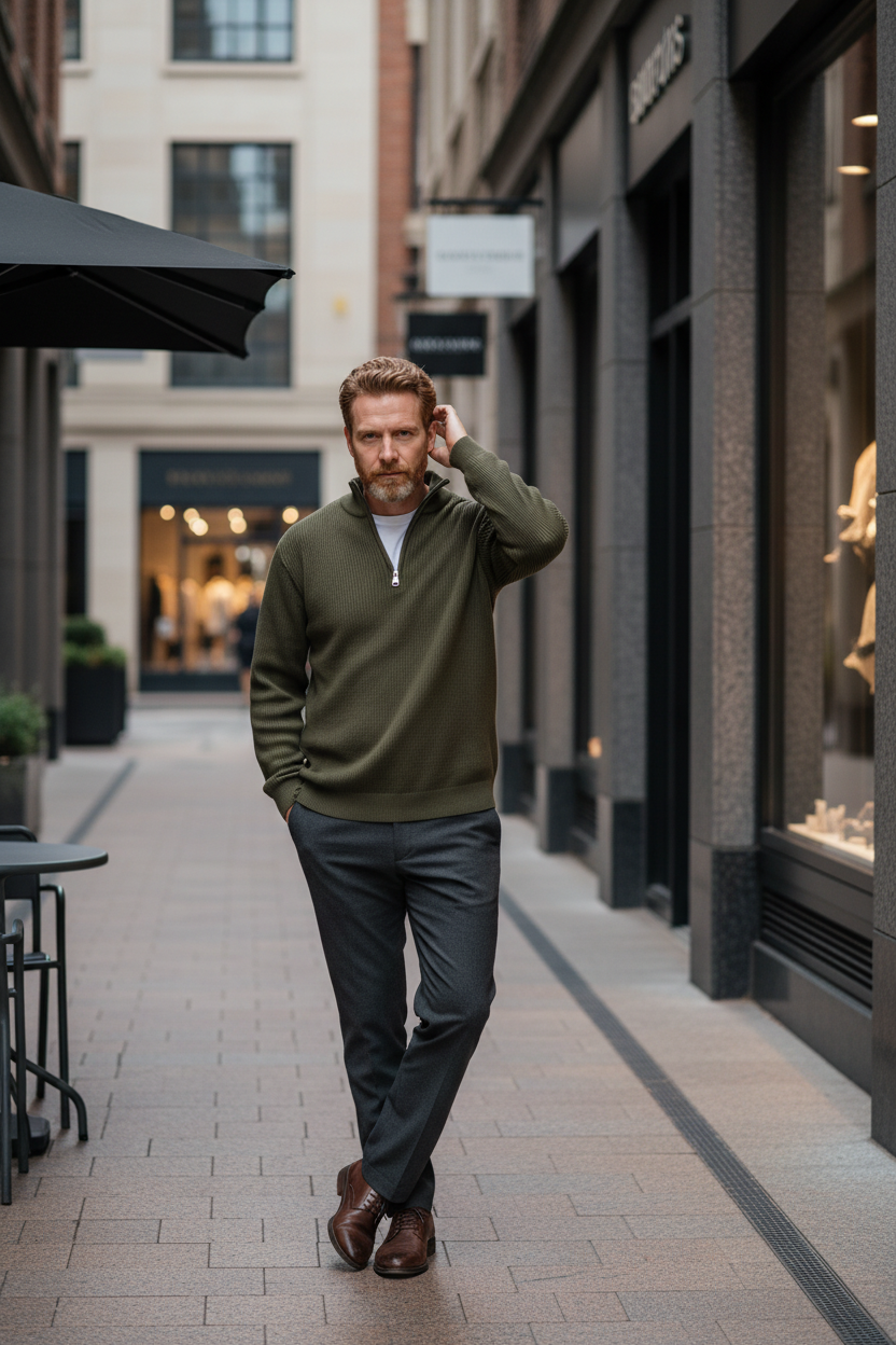 LEON | Eleganter Herrenpullover mit Halbreißverschluss