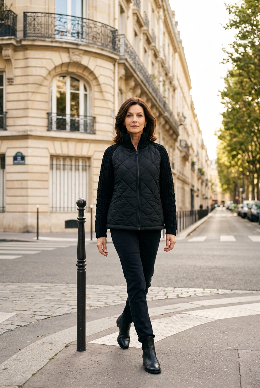 Alina | Gestrickte Patchwork-Pufferjacke mit Struktur