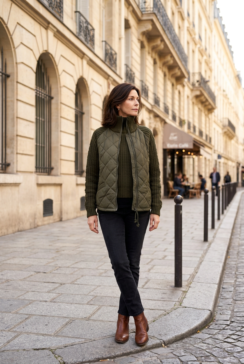 Alina | Gestrickte Patchwork-Pufferjacke mit Struktur