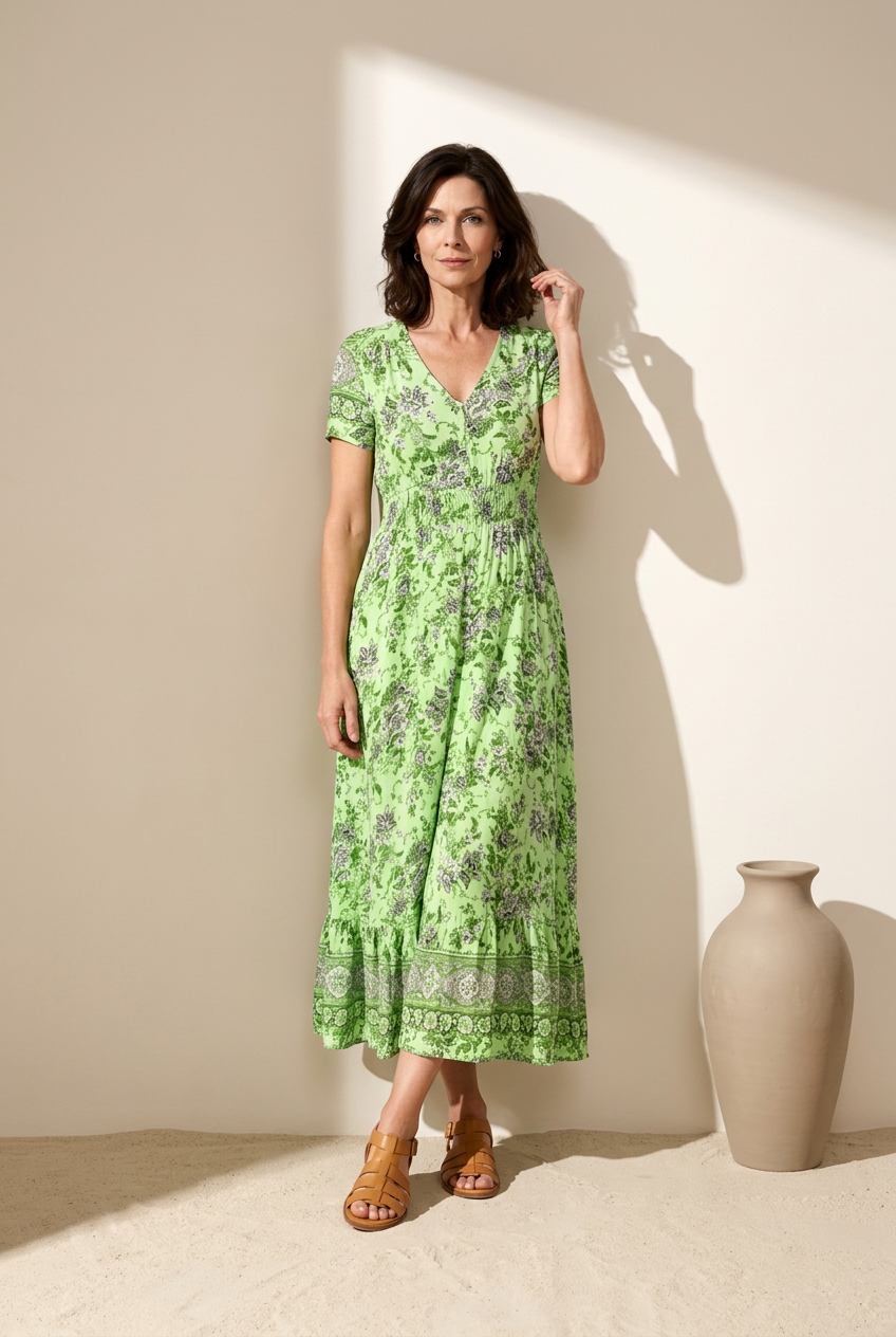 Nora | Florales Damen Sommerkleid mit V-Ausschnitt