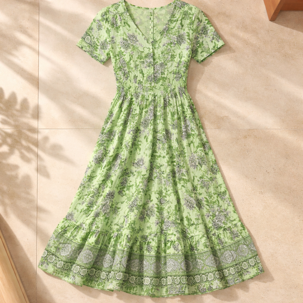 Nora | Florales Damen Sommerkleid mit V-Ausschnitt