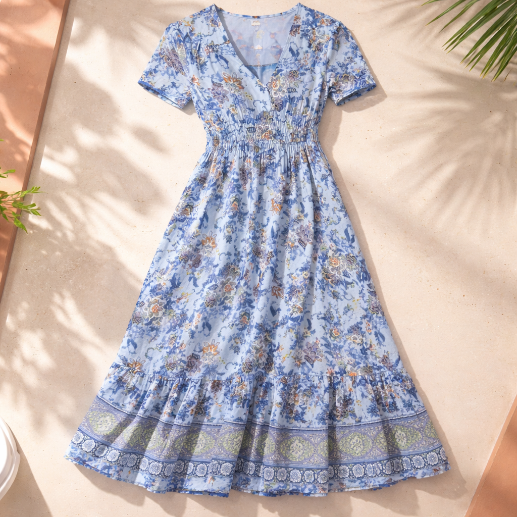 Nora | Florales Damen Sommerkleid mit V-Ausschnitt