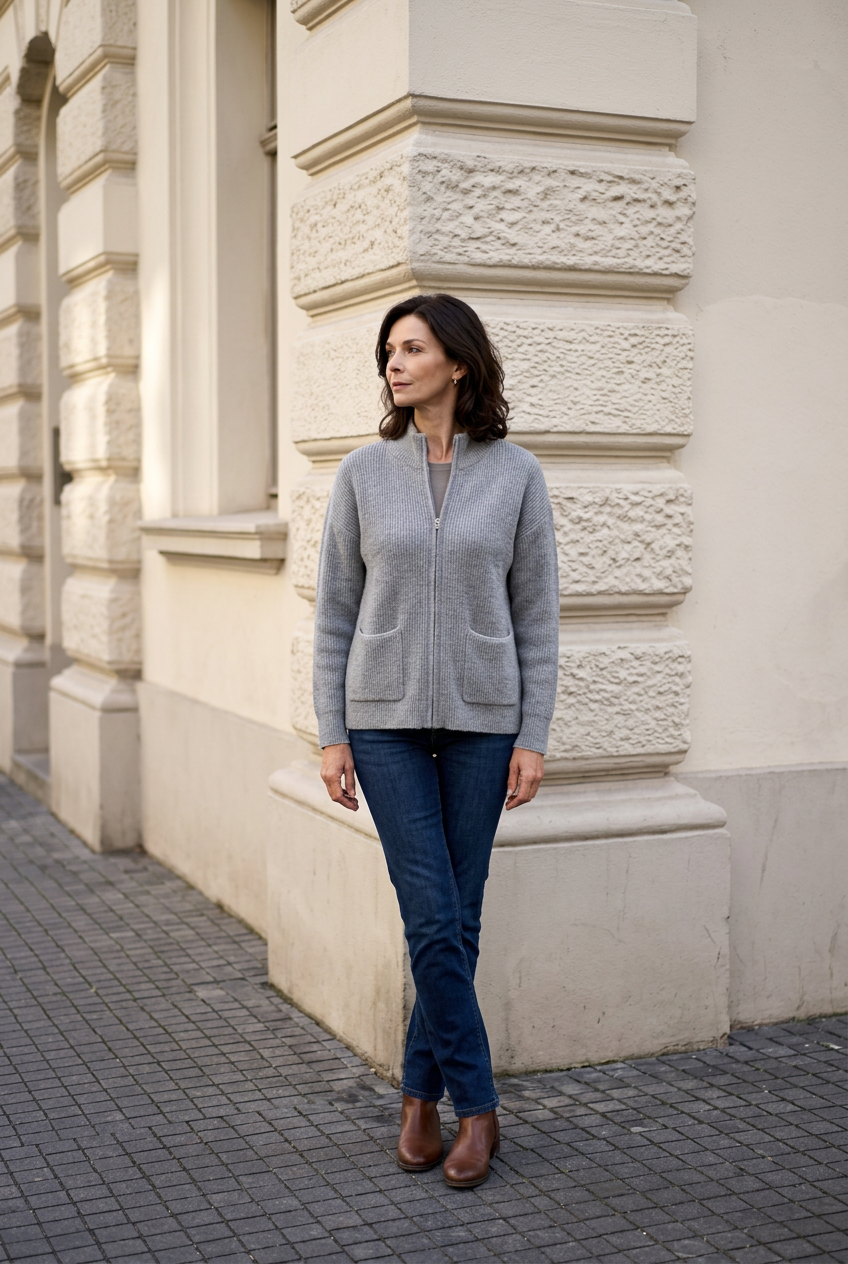 Rina | Gemütliche Strickjacke mit Reißverschluss für Damen