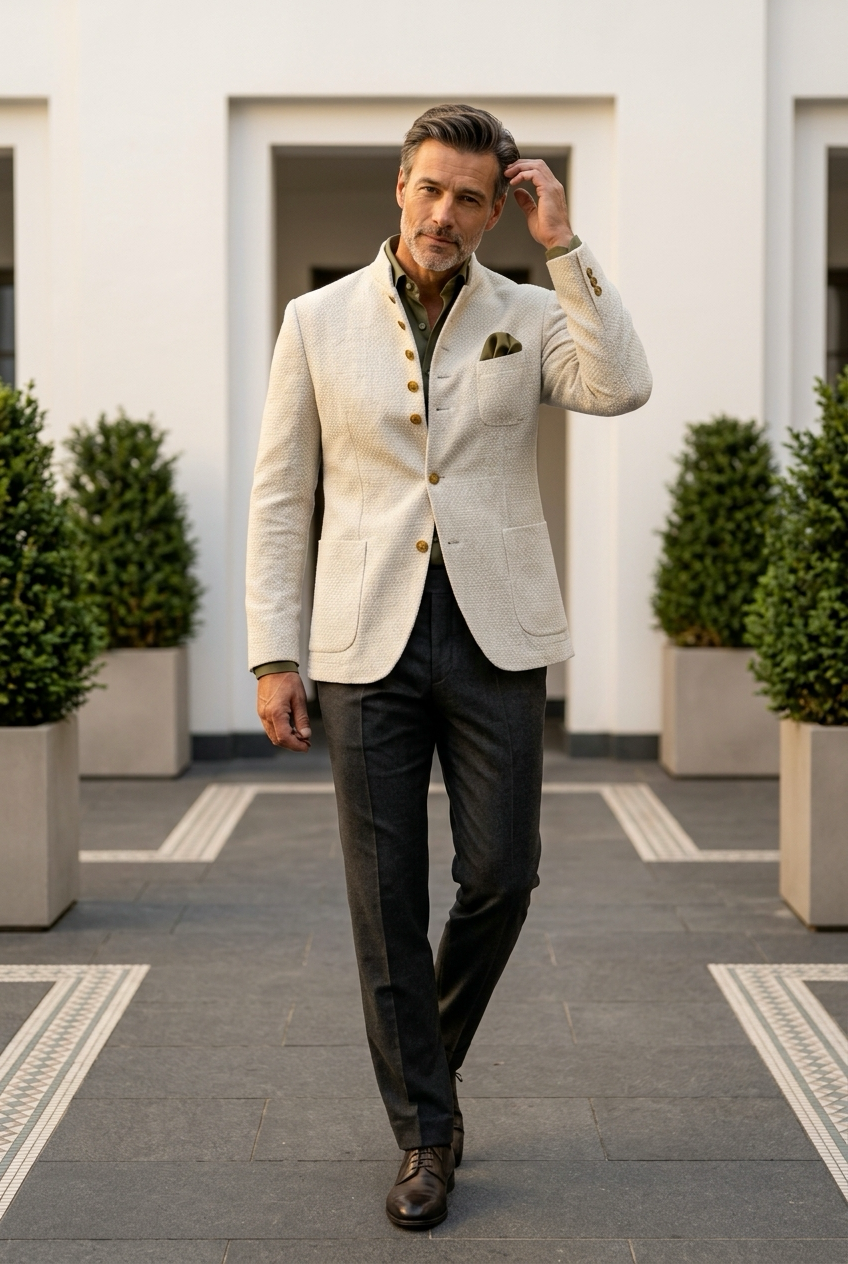 Alessandro | Strukturierter Strick-Blazer mit Stehkragen